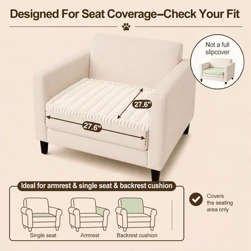Vista 54 de decorUhome Funda de sofá para perros, funda antideslizante y mullida para sofá, para asiento, respaldo y reposabrazos, protector de sofá suave