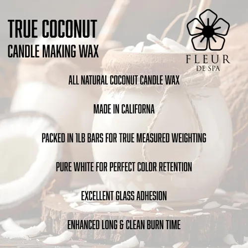 Vista 4 de FLEUR DE SPA - Cera de vela de coco de 1 libra – Mezcla de cera de coco totalmente natural de primera calidad – fabricada en Estados Unidos
