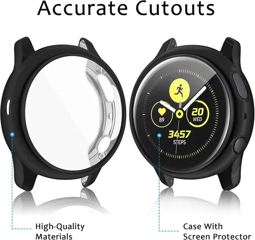 Vista 6 de Amzpas [Paquete de 4] Funda protectora de pantalla compatible con Samsung Galaxy Watch Active 2 de 1.575 pulgadas, cubierta completa de TPU suave