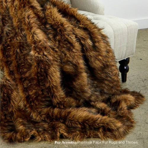 Vista 12 de Fur Accents Manta suntuosa de piel sintética de lujo, calidad de diseñador fabricada en Estados Unidos, Winter Fox