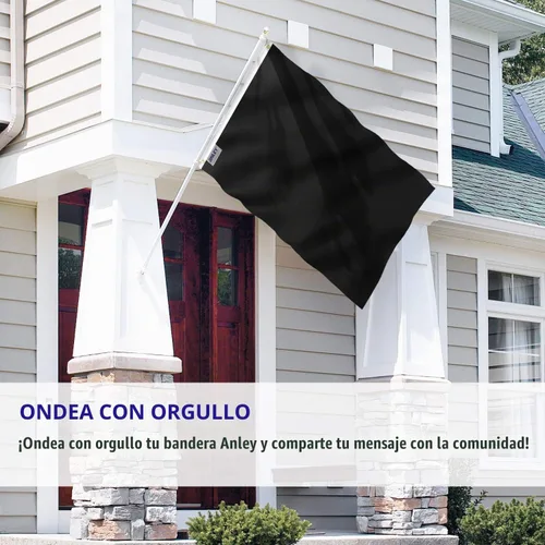 Vista 2 de Bandera ANLEY cuadriculada de color sólido, Negro