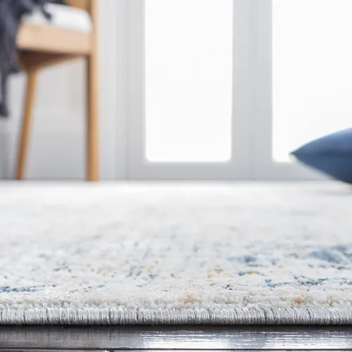 Vista 6 de SAFAVIEH Moon Dust Collection - Alfombra para pasillo, 2 x 9 pies, gris y azul, diseño vintage oriental con flecos desgastados, no desprende pelusa