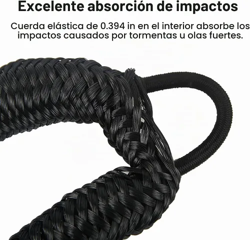 Vista 4 de Cuerda de amarre para lancha de 3.5 pies, paquete de 2 amarres para embarcaciones para acoplamiento de cables elásticos negros, accesorios