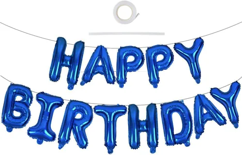 Vista 31 de TONIFUL Pancarta de Globos Negros de Feliz Cumpleaños de 16 Pulgadas con Letras de Papel de Aluminio Mylar, Cartel Banderín Reutilizable