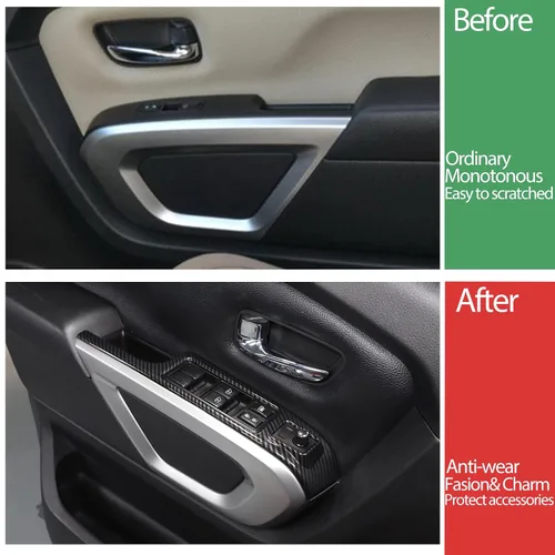 Vista 2 de Cubierta para interruptor de elevación de ventana compatible con Nissan Titan 2016-2023, accesorios de cubierta de panel de botón de elevación