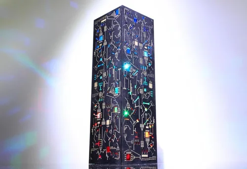 Vista 7 de Lámpara de noche estilo cibernético - Lámpara LED de mesa estilo punk de ciencia ficción hecha a mano - Decoración