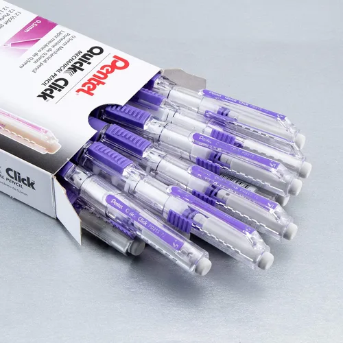 Vista 2 de Pentel QUICK CLICK - Portaminas (0.020 in), barril violeta, caja de 12 lápices (PD215V)