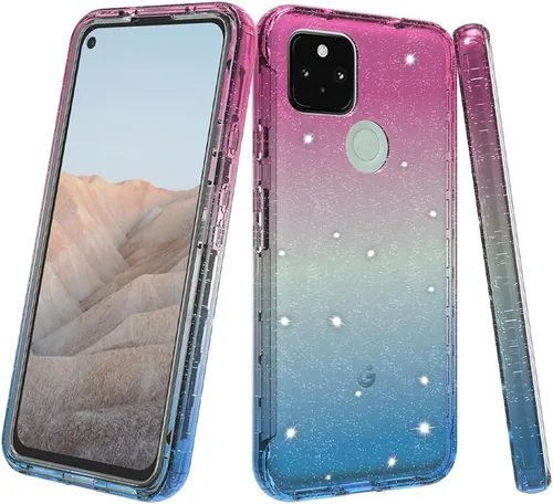Vista 7 de Diseñada para Pixel 5A 5G Sparkle Case Google 5A 5G Glitter Case Protector de pantalla integrado de cuerpo completo, cubierta delgada de cuerpo