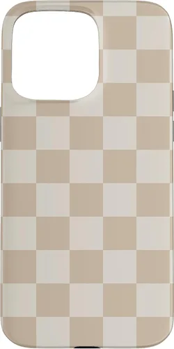 Vista 31 de iPhone 16 Vanilla Blanco café crema a cuadros ajedrez patrón clásico caso