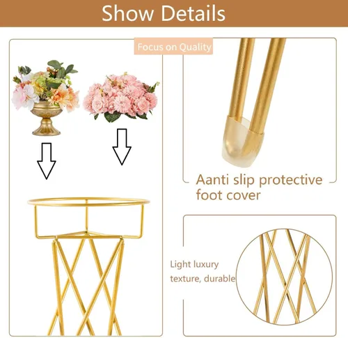 Vista 4 de Bigsee Soporte de flores doradas de 2 piezas, soporte para arreglos florales de 41.3 pulgadas de alto, soporte de metal para macetas para centros