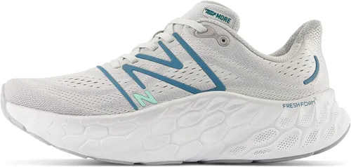 Vista 12 de New Balance Fresh Foam X More V4 - Tenis para correr para hombre Aluminio Gris/Neón Libélula/Caléndula Caliente