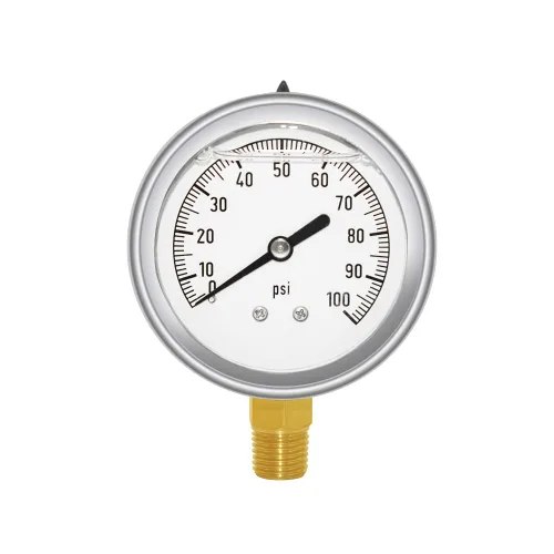 Vista 16 de Joywayus Manómetro de presión 0-30 PSI, latón 1/4" NPT rosca macho montaje inferior, relleno de glicerina, carcasa de acero inoxidable, función