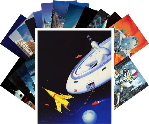 Vista 27 de PIXILUV Postales vintage 24 piezas SciFi Vintage Comic Book Art Magazine Covers