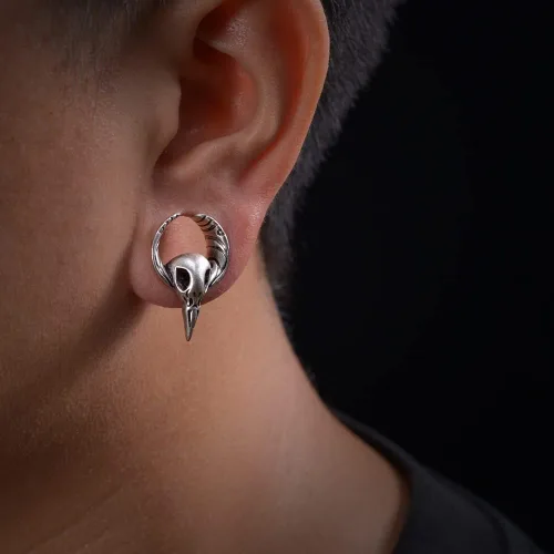 Vista 5 de 2 piezas de apertura de túneles de oreja, cuernos de calavera, calibre de oreja, piercing expansor, estirables, joyería de moda, piercing corporal