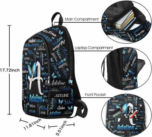 Vista 5 de MyPupSocks Mochila escolar personalizada para niños y niñas, mochila escolar personalizada para hija, hijo, amigos, Mochila13, Tamaño único