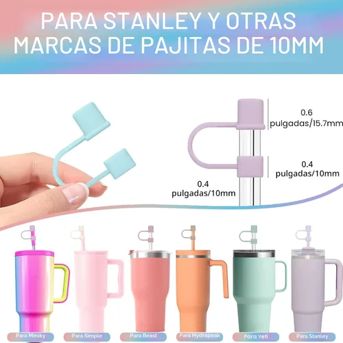 Vista 4 de 7 Piezas Tapas Protectoras de Pajilla para Copa Stanley, Simples de 10mm (0.4 pulgadas) Tapas de Pajilla de Silicona para Accesorios de Vaso Stanley