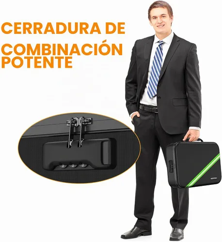 Vista 7 de Noiposi Organizador de Documentos con Aislamiento Térmico de 5200℉, Caja de Documentos Impermeable e Ignífuga con Cerradura, Caja de Almacenamiento