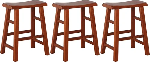 Vista 5 de eHemco Taburetes de cocina con asiento de sillín de madera maciza, 24 pulgadas, color negro