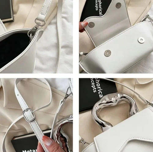 Vista 7 de Bolso pequeño de color plateado, bolsos cruzados, bolsos de noche Y2K, bolso de mano para mujer, bolsos de hombro, bolsa de mano para mujer 2024