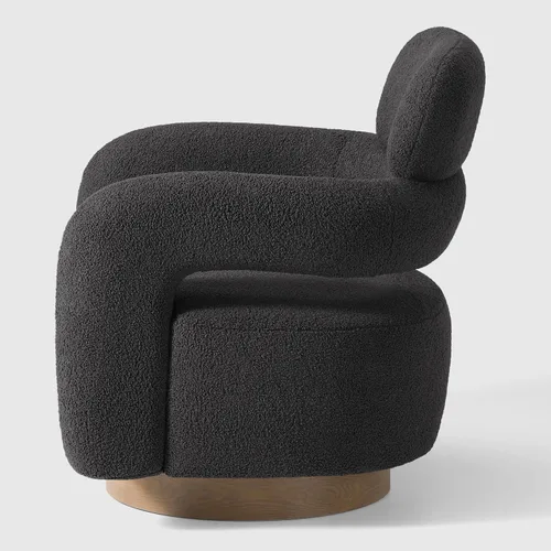 Vista 4 de WestinTrends Alexandria Mid-Century Modern Sherpa - Silla giratoria de barril color gris carbón
