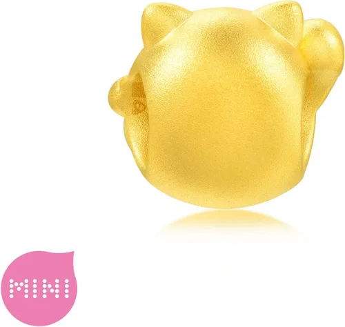 Vista 4 de CHOW SANG SANG 999 24K oro macizo Maneki Neko Lucky Cat Mini Charm Pulsera para Mujer 92307C, Oro, Sin gemas.