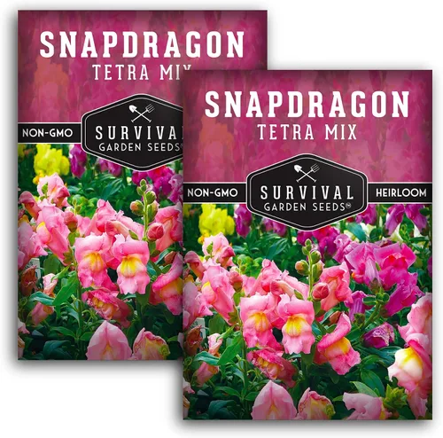 Vista 10 de Survival Garden Seeds - Semillas de mezcla de tetra Snapdragon para plantar - Paquete con instrucciones para plantar y cultivar hermosas flores