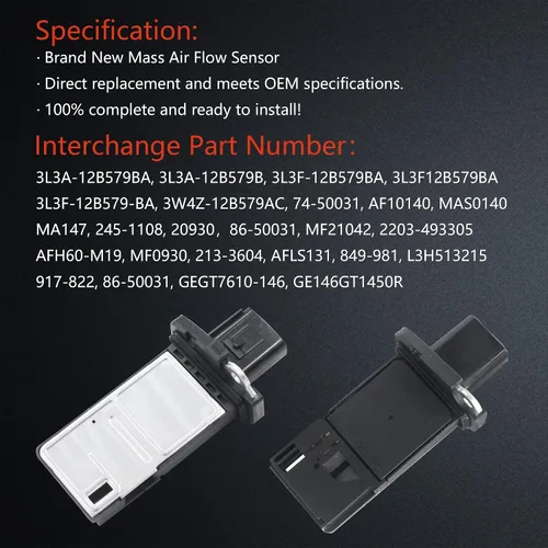 Vista 5 de Medidor de sensor de flujo de aire masivo Maf compatible con Ford Crown Victoria 2004-2011; Lincoln Navigator 2005-2011; Mercury Milan 2006-2011