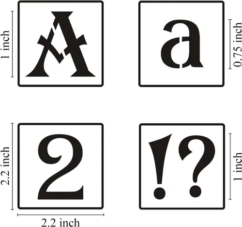 Vista 6 de Plantillas de letras del alfabeto de 1 pulgada para pintar, paquete de 70 plantillas de letras y números con letreros para pintar sobre madera