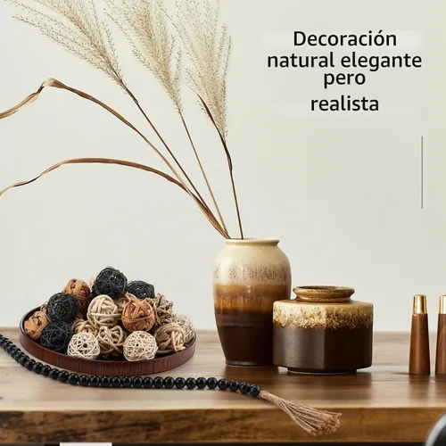 Vista 5 de Halloscume 31 piezas de bolas decorativas de mimbre y ratán con guirnalda de cuentas de madera de 30.3 pulgadas, centros de mesa, cuencos, orbes