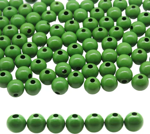 Vista 13 de Decoendiy 100 cuentas de madera para manualidades, cuentas redondas de madera de 0.630 in, cuentas de madera naturales pulidas de granja, cuentas