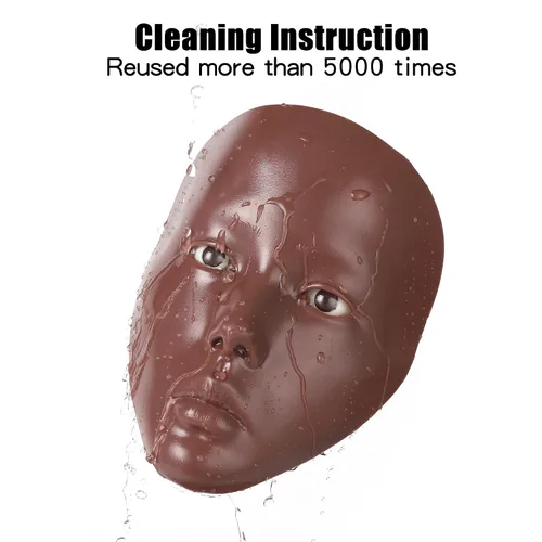 Vista 2 de Cara de práctica de maquillaje, 5D reutilizable de silicona, tabla de práctica de maquillaje, cara de maniquí con brochas de maquillaje, juego