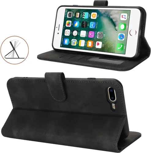 Vista 3 de Funda tipo cartera para iPhone 8 Plus iPhone 7 Plus con tarjetero para iPhone 8 Plus, funda tipo cartera para mujeres y hombres, de piel sintética