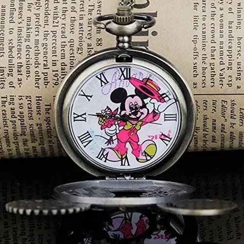Vista 2 de Classical Quartz Pocket Watch Retro Steampunk Cartoons Pocket Watches with Necklace Pendant