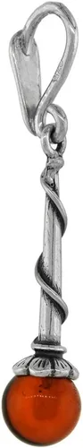 Vista 2 de Collar de plata de ley báltico de ámbar mayorette para mujer, cuentas de 0.236 in, 1 pulgada de alto, disponible con o sin cadena