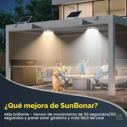 Vista 3 de Luz solar de techo, sensor de movimiento, temporizador 30S/60S y 4 modos y tricolor, diurna y regulable con control remoto e interruptor