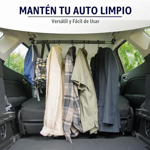 Vista 7 de Zone Tech – barral para ropa para auto - barral para ropa expansible calidad premium
