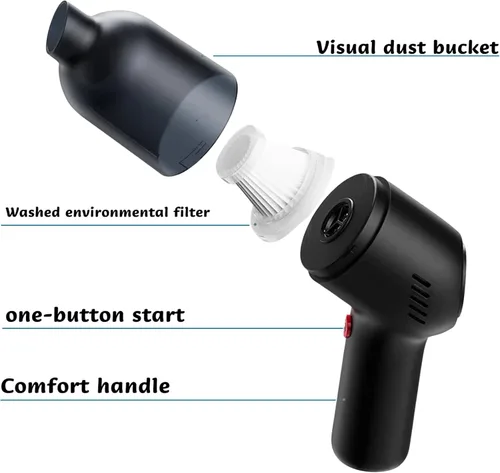 Vista 6 de Aspiradora de mano inalámbrica para pistola de acolchonamiento, accesorios para alfombras, mini aspiradora, 9000 PA 120 W, aspiradora portátil