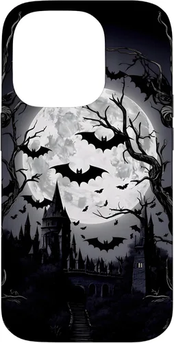 Vista 17 de Goth & Gothic, Bats & Moon, Horror Themed Castle, Dark Emo Case for iPhone 17