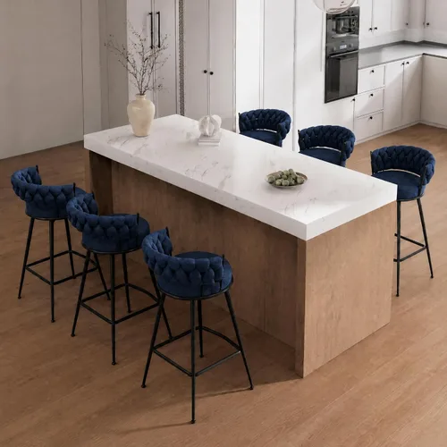 Vista 31 de Juego de 2 taburetes de bar tapizados para encimera de cocina, color beige