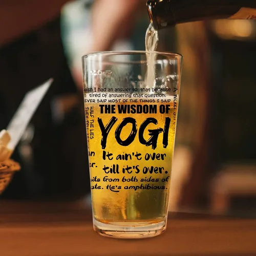 Vista 6 de DU VINO Yogi-isms - Vaso de cerveza de 16 onzas, regalo divertido para los fanáticos de Yogi Berra, fanático del béisbol, fanático de los Yankees