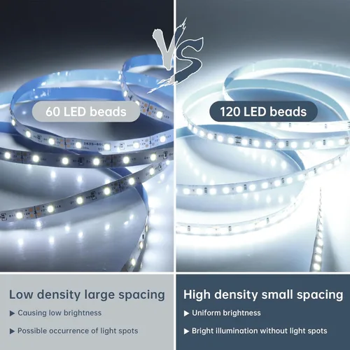 Vista 2 de Tira de luces LED de 6500 K de color blanco frío, 16.4 pies regulable y cortable, 600 LED de alto brillo, luz de fondo adhesiva fuerte