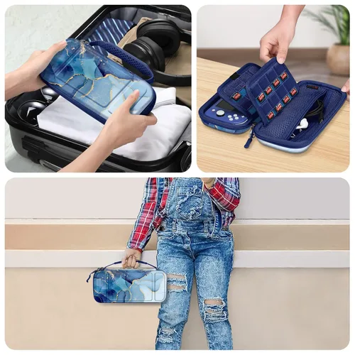 Vista 7 de Fintie Carrying Case for Nintendo Switch Lite 2019, Shockproof Hard Shell Protective Cover Travel Bag w15 Game Card & 2 Micro SD Card Slots for