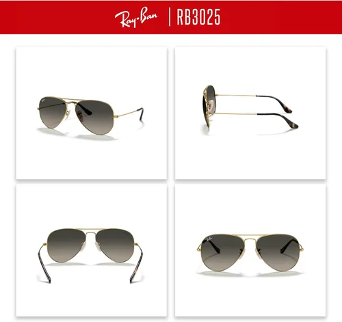 Vista 107 de Ray-Ban RB3025 - Lentes de sol de aviador de metal para hombre y mujer + paquete con kit de cuidado de gafas iWear de diseñador