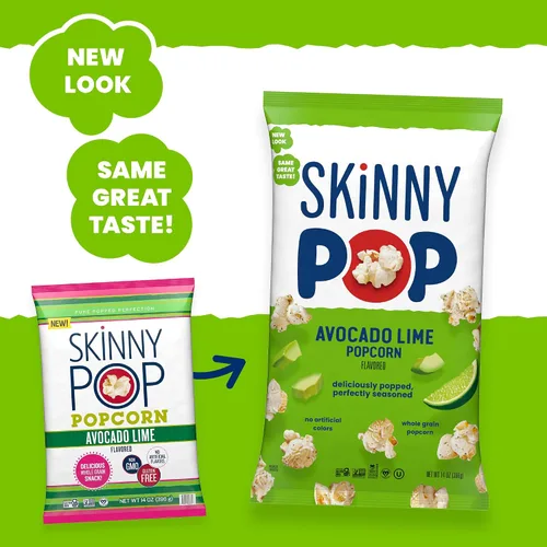 Vista 6 de SkinnyPop Palomitas de maíz, lima de aguacate, aperitivo de grano entero, aperitivo sin lácteos, bolsa de 4.4 onzas