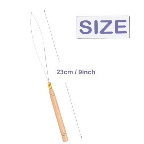 Vista 2 de 5 piezas de enhebrador de aguja de bucle de extensión de pelo para micro anillos nano Micro Link Bead Device, Wire Pulling Hook Tool for Microlink