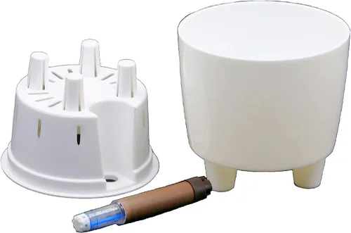 Vista 5 de Paquete de 4 mini macetas con indicador de nivel de agua para violetas africanas, plantas de interior pequeñas