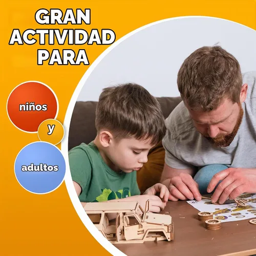 Vista 5 de CG GAMES - Rompecabezas de madera 3D, kit de modelo de automóvil RoverPlex F9 Jeep. Kit de bricolaje de vehículos de autoconstrucción, modelos