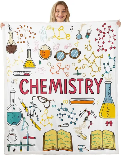 Vista 12 de Erosebridal Manta de forro polar de ecuación química para niños y niños, manta de estudiantes de ciencias, tubo de ensayo, microscopio,