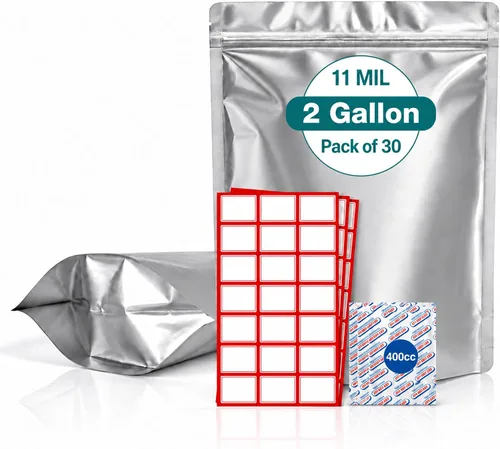 Vista 12 de 100 bolsas de Mylar de 1 cuarto de galón para almacenamiento de alimentos a