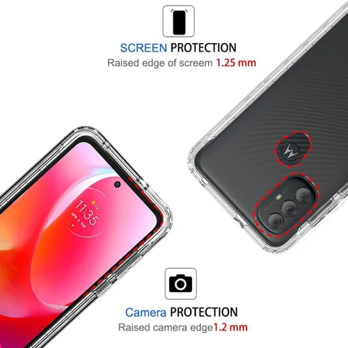 Vista 2 de Funda transparente compatible con Moto G Power 2022 con protector de pantalla de vidrio templado, bonito protector de cristal a prueba de golpes